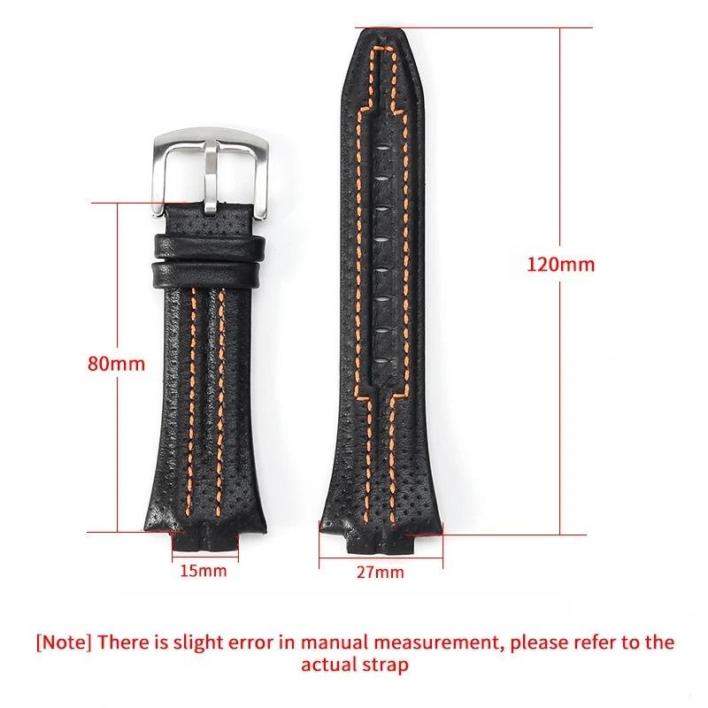 15x27mm Genuine Leather Watchband for Seiko SNL021P1 SNL017P1 SNA595P2 SNL029P2 Waterproof Wristband Replacement Bracelet Belt