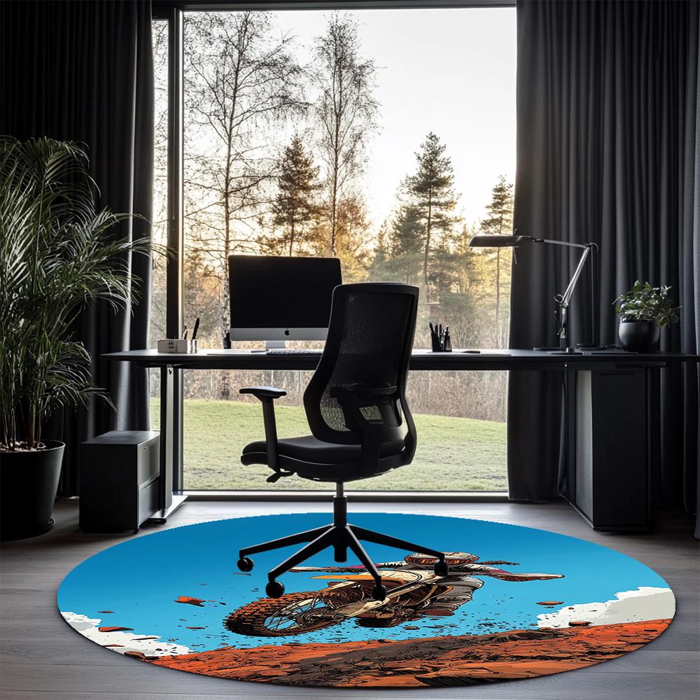 Off Road Motorcycles Printed Round Rug Carpet Chair Rug Area Rug Entryway Doormats,for Office Chair Living Room Bedroom Kitchen Room.