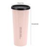 470 ml Wheat Straw Water Cup with Straw Multi Functional Double Lid   Coffee Mug Pink