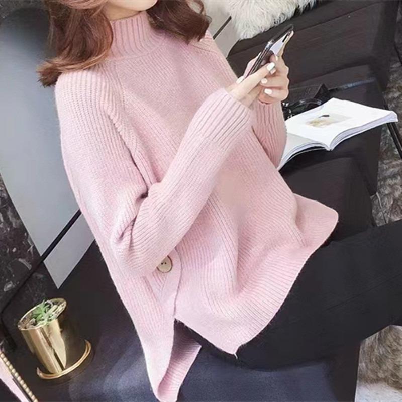 V-neck sweater women's loose and lazy style top autumn and winter short inner with low neck and thin knitted bottoming shirt