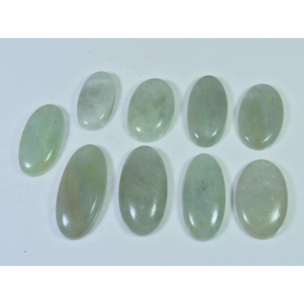 226Cts. Natural Aquamarine Oval Cabochon Loose Gemstone 09Pcs Lot 26-34 MM C-1496