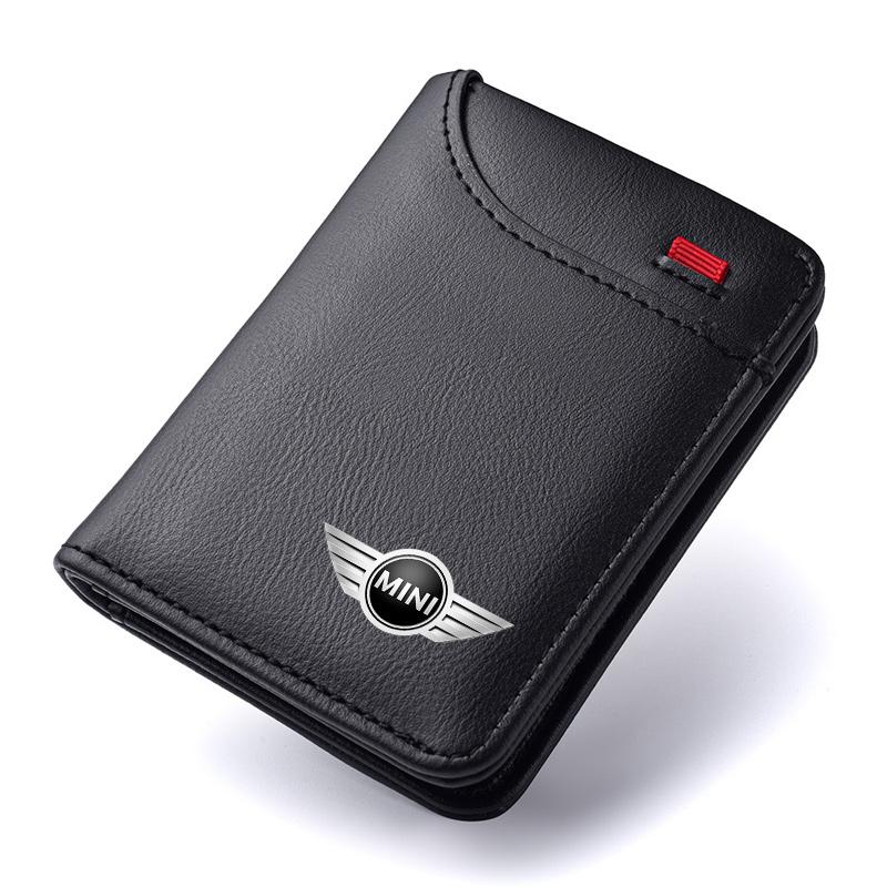 Portafoglio Morbido con Emblema Auto Portamonete Mini Portatessere in Pelle per BMW Mini Cooper R50 R53 R55 R56 R60 R61 F54 F55 F56 Adesivo ycahd11