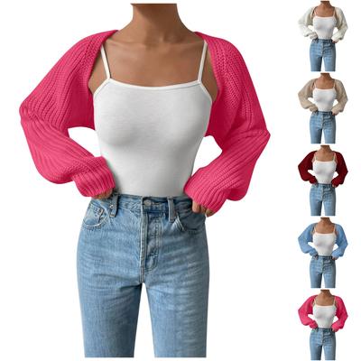 Damenmode Schalpullover Einfarbig Langarm Strickjacke Top