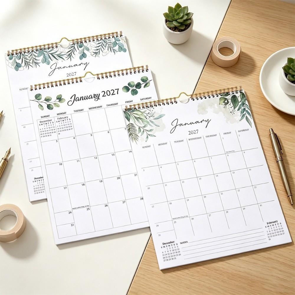 Portable 2027 Wall Calendar with Large Grid Calendar Planner Hanging Calendar Schedule Organizer