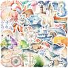 50 Cartoon Watercolor Sea Animal Stickers Decorative Guitar Notebook Suitcase DIY Waterproof Stickers