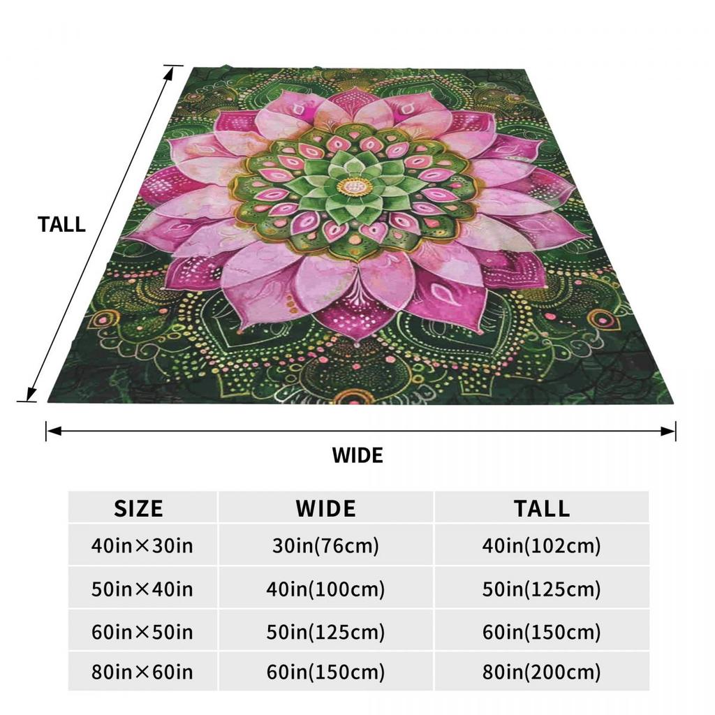 Mandala Yoga Flower Bohemia Meditation Nature Blankets Soft Warm Flannel Throw Blanket Plush for Bed Living Room Picnic Home