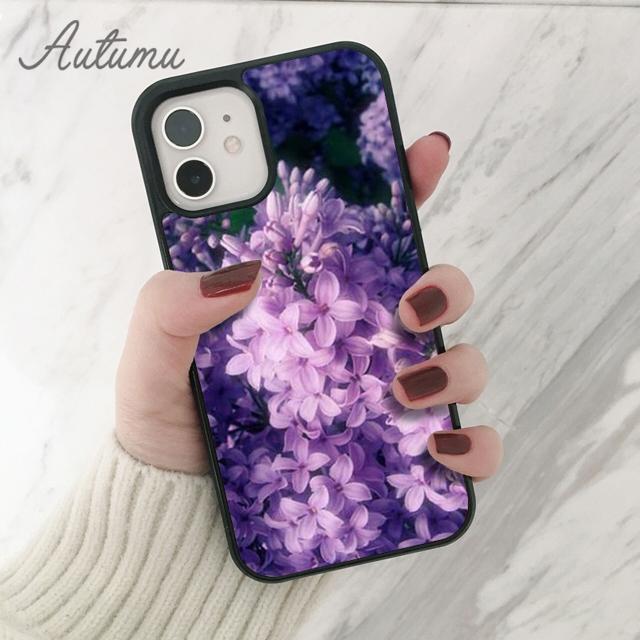 Purple Flower Phone Case for iPhone 11 12 13 14 Pro Max Mini X XR XS SE 2020 5 6S 7 8 Plus Samsung Galaxy S21 S22 Cover Shell
