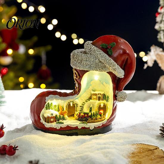 Resin Holiday Home Decor 2Pcs Christmas Train Music Box with Rotating Light, Snow Village Carousel Tree Hanging Decorations Ornament, Battery/USB