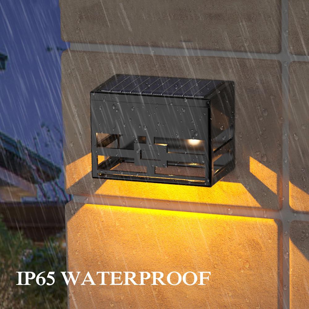 T-SUN 2/4 Packs RGB Solar Wall Lights Outdoor Fence Lights LED Waterproof Solar Stair Lights Exterior Patio Lights
