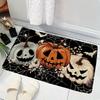 Dywanik Dekoracja Dynia Halloween Czarny Dywanik Podłogowy z Wzorem Pajęczyny Straszny Upiorny Dekoracyjny Dywanik na Drzwi Wejściowe Dywaniki