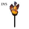 Outdoor Solar Powered Resin Sculptures Dragon Garden Statue Light, Halloween Witch Pathway Warm Figurine Lighting LED Glow, Gothic Medieval