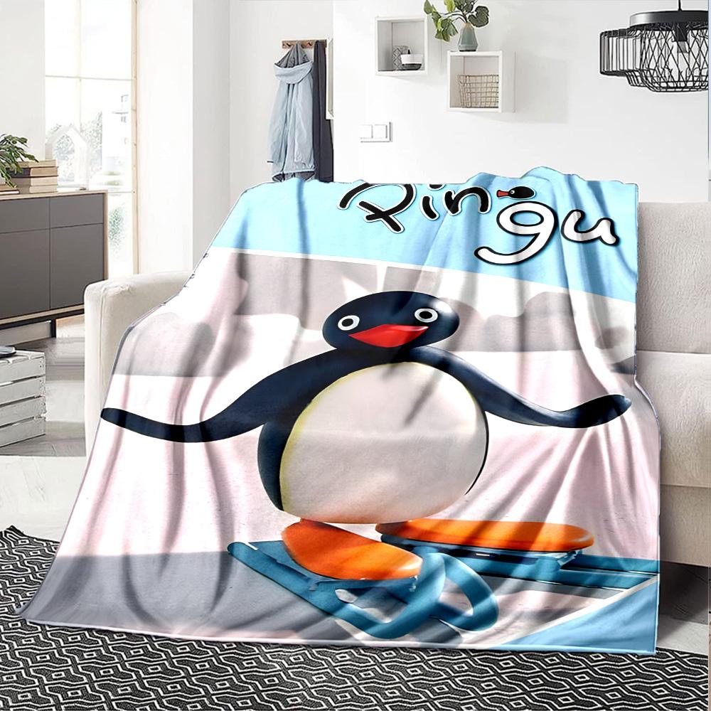 1pc Pingu1 Blanket, Gift, for Men and Women, Soft Blanket, Good for Sofa Bed Couch Travel, Lightweight Flannel Blanket