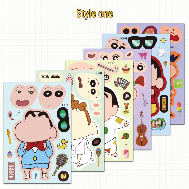 Crayon Shin-chan Funny DIY Face-Changing Cartoon Stickers for Kids 10x15 cm
