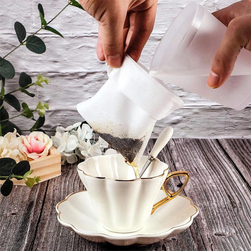100PCS Disposable Tea Filter Bags Non-woven Fabric Tea Bag With Drawstring Kitchen Filter Paper For Coffee Herb Loose Tea