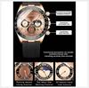Quartz Watch for Men Silicone Strap Moon Phase Date Chronograph Dial Waterproof Sports Fashion Business Men's Wristwatch
