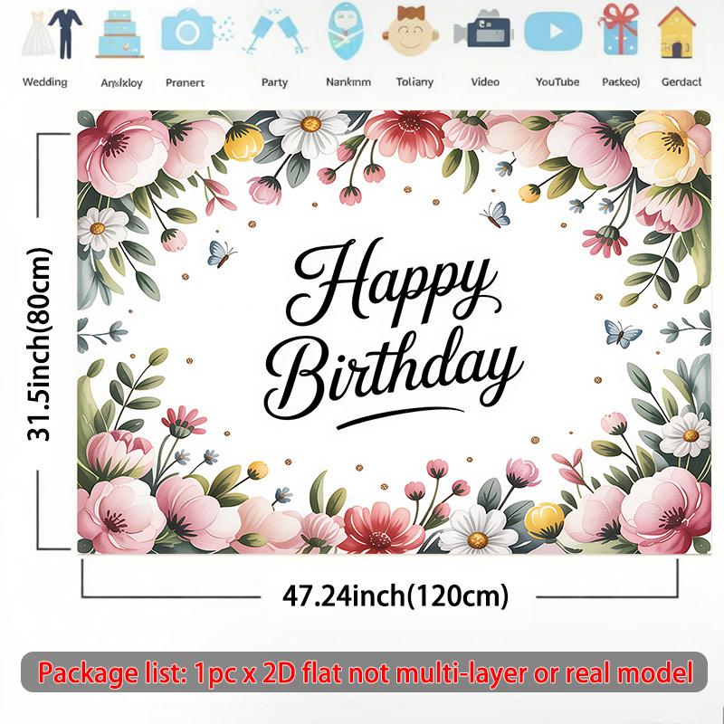 A 2D flat banner, a floral birthday card, very suitable for classrooms, offices and various events