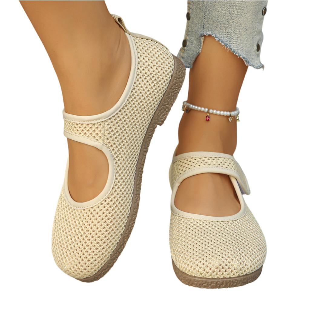 Women Breathable Mesh Flats Lightweight Soft Sole Casual Slip On Shoes Comfortable Walking Mary Jane Style Shoes