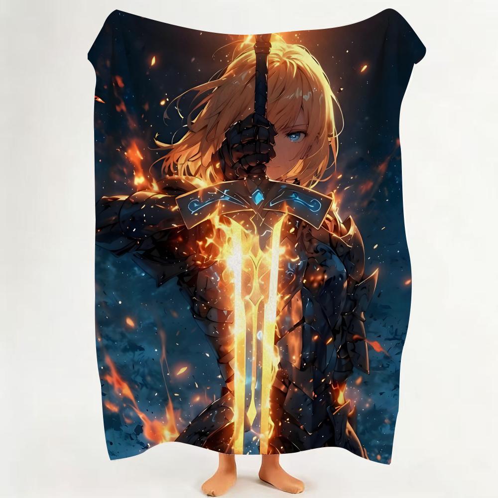Game F Fate G Grand O Order  Flannel  Blanket Suitable for Sofa Living Room Bedroom