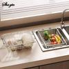 Stainless Steel Telescopic Sink Drain Rack Non-Slip Dish Drying Kitchen Bathroom Countertop Organizer Rack for Household Use