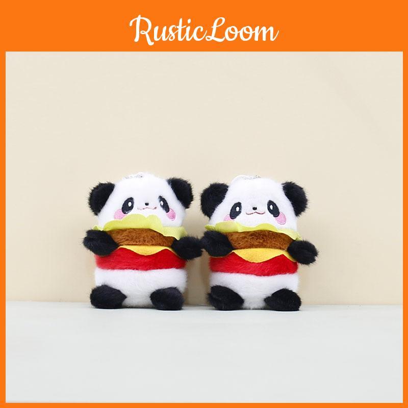 Plush Hamburger Panda Toy Keychain Stuffed Doll Pendant Bag Decoration Gift Kids
