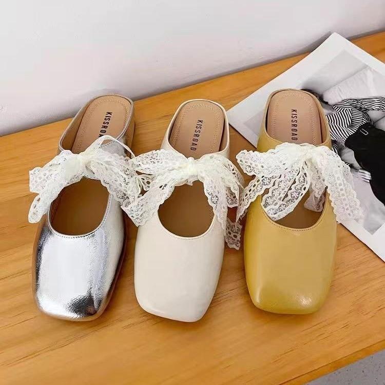 2026 Mules Shoes for Flat Women Square Toe Soft-soled Designs Slippers Woman Flats Slippers Comfortable Slides Shoes Women 369