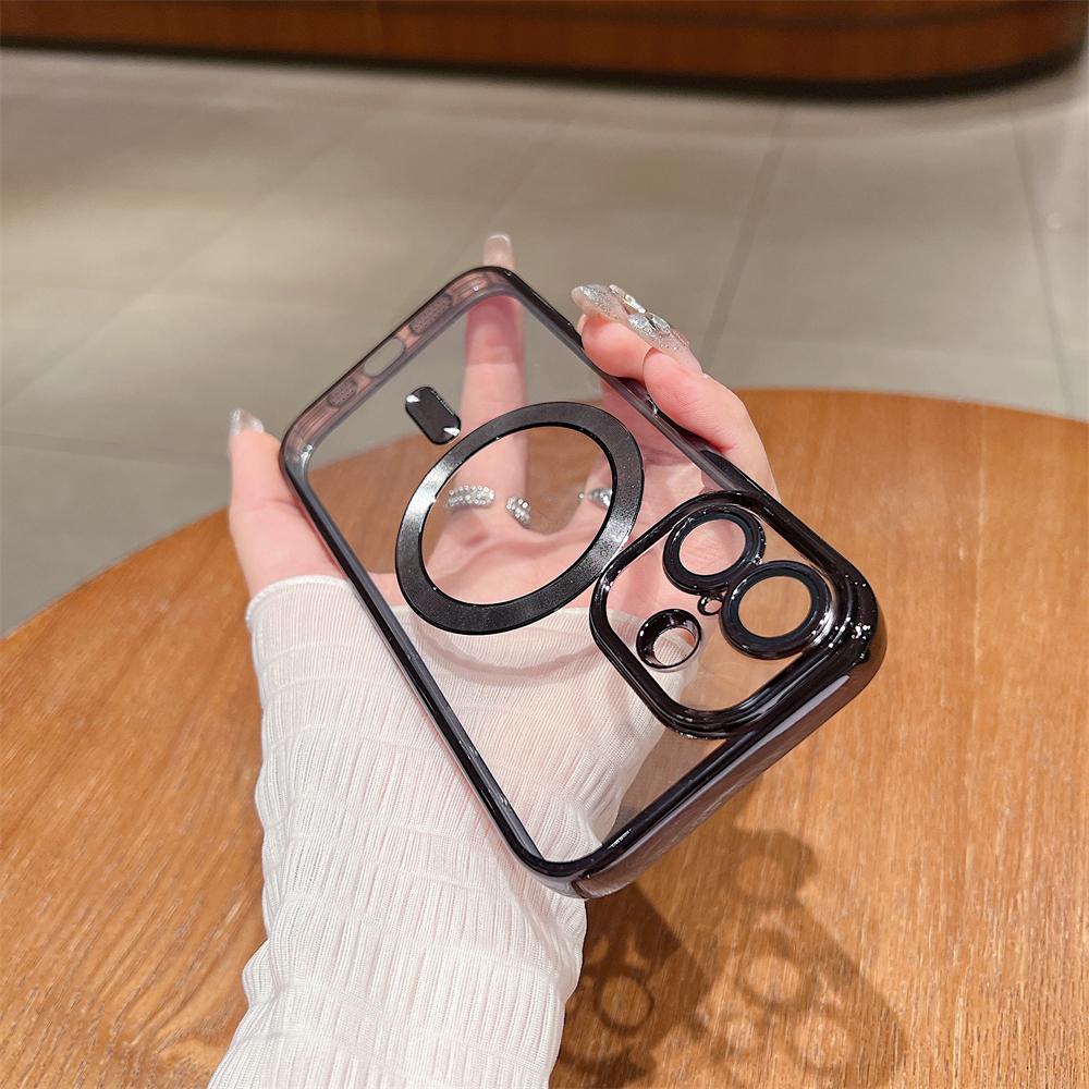 Luxury Plating Magnetic For Magsafe Clear Bumper Case For iPhone 16 15 14 13 12 11 Pro Max Plus XR XS 7 8 Wireless Charge Cover