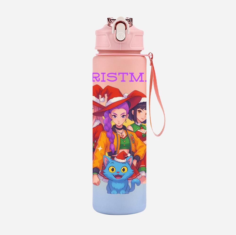 Bottiglia d'Acqua K-Pop Cacciatori di Demoni Stampata per Natale da 750 ml Tazza Grande Capacità Tazza da Acqua Portatile per Bambini Sport all'Aperto Regalo per Bambino