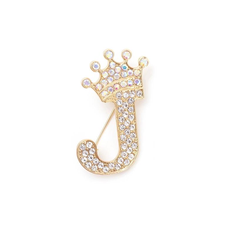1 Pièce Broches pour Femmes & Hommes Broche Initiale Épingle de Col Strass Cristal Mode A-Z Ton Doré Épingle Corsage