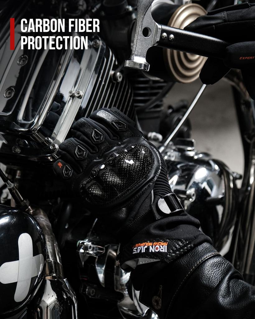 Motorcycle Cold Touchscreen 3M Thinsulate Carbon Motorcycle Racing Impact Unisex Gloves, Winter, Protection, Waterproof, Compatible, Fiber, Gloves,