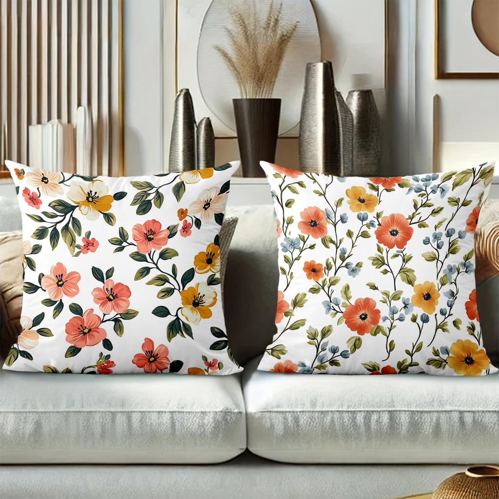 Vintage Watercolor Floral Throw Pillow Covers Pattern Cushion Cover Suitable For Sofa Bedroom Car Pillow Cover