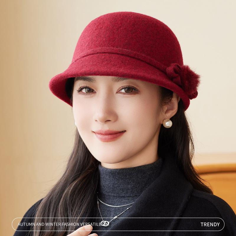 Women's Hat Fleece Warm Wool Basin Hat Casual Elegant Top Hat Autumn and Winter Bucket Hat