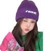 New Autumn and Winter Letter Offset Printing Wool Hat for Women Warm Ear Protection Knitted Hat Korean Style Pullover Hat Cold Hat Trendy