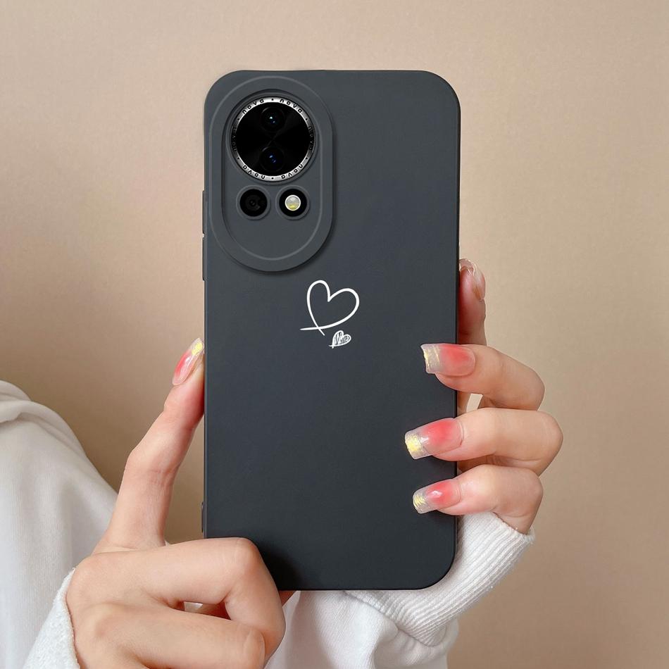 For Huawei Nova 12 Pro Ultra Phone Case Love Heart Liquid Silicone Camera Protection Back Cover For Huawei Nova12 12Pro 12Ultra