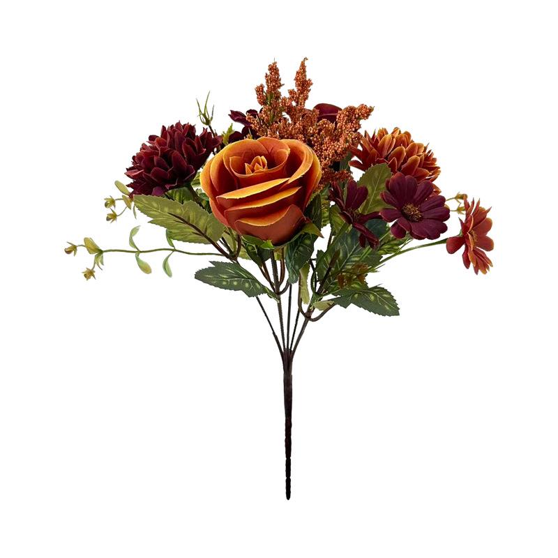

High-End European & American Style Luxury Floral Arrangement: 7-Fork Hand-Tied Rose & Chrysanthemum Bouquet for Weddings