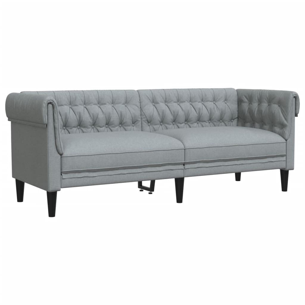 Vidaxl 3-Cz. Living Room Set, Light Grey, Upholstered In Fabric
