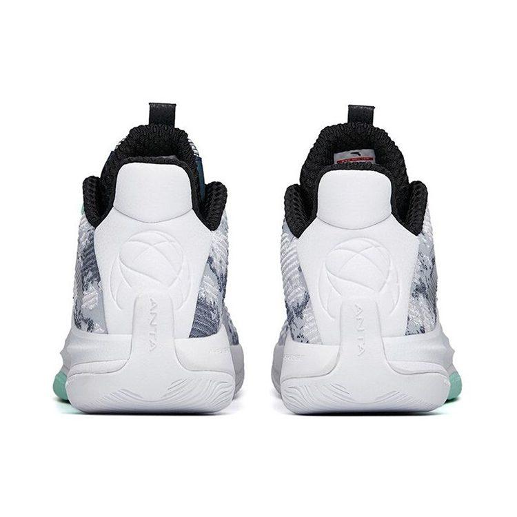 Anta Slip Resistant Abrasion Resistant Mid top Performance Basketball Shoes Men's Gray White 112211605-1
