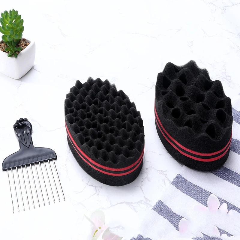 3pcs Dreadlock & Afro Styling Kit-Double-Sided Curling Sponge with Hair Gel for Twist,Defined Curls & Frizz Control, Professional Hair Styling Tools A Set