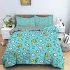 Carton Yelow Duck King Quen Soft Duvet Cover Farm Lovely Animal Beding Set Blue Buble Comfortable Quilt Cover Soft Polyester Warm Comforter Cover