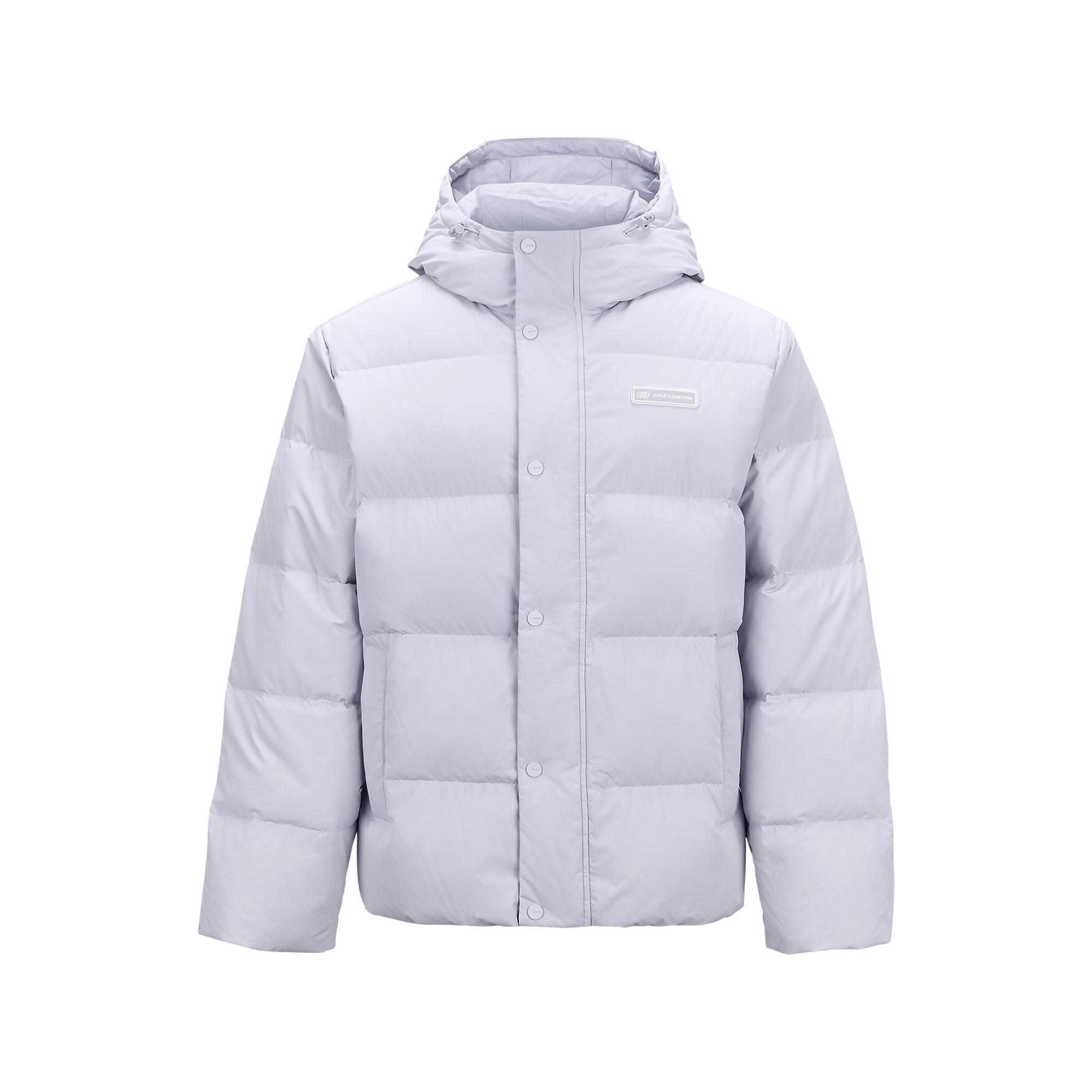 Skechers Windproof Waterproof Oil-Resistant Teflon Three-Proof Warm Duck Down Hooded Jacket Unisex Outerwear Misty-Purple L324U154-04PG L