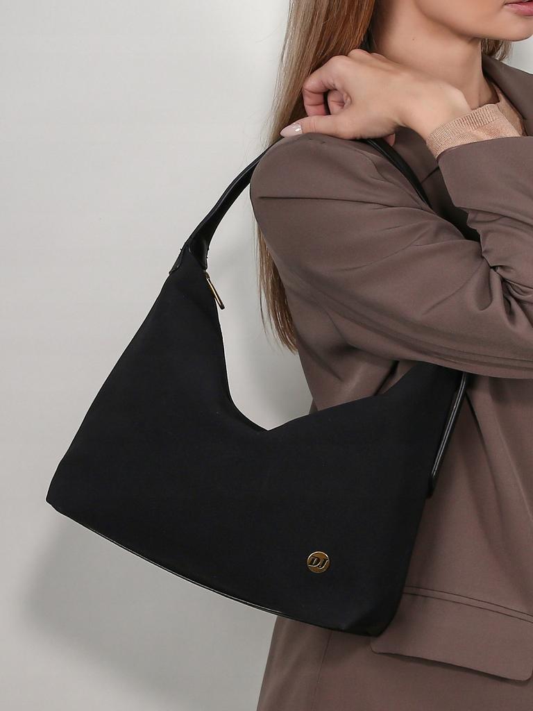 David Jones women's shoulder bag, black eco-leather