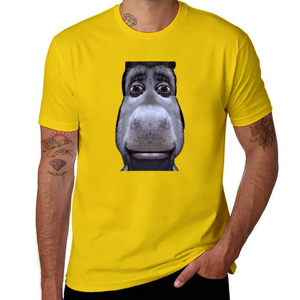 Donkey Casually Looking Down On You MEME T-Shirt Aesthetic Clothing Summer Tops Cute Tops Men's Cotton T-shirt