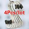 4Pcs S-Shape Hook Stainless Steel Clothes Bags Towels Plants Hanging Rack Useful Tools Kitchen Bedroom Railing S Hanger Hook