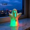 Cute Ghost Statue with Lights Halloween Decorative Light, Spooky LED Table Lamp Ornament, Funny Desktop Decoration Colorful Gradient Light Sculpture