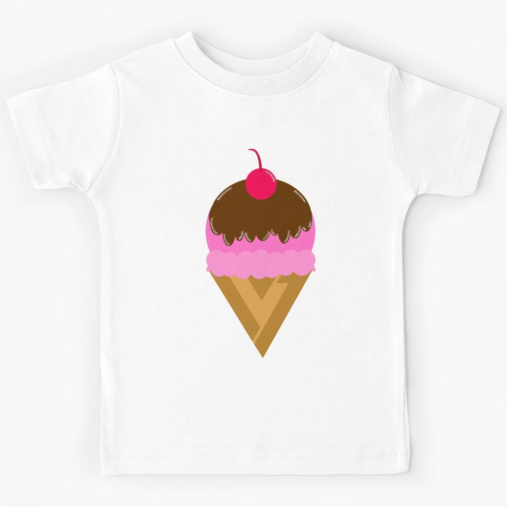 Seventeen Kpop Ice Cream Design w/Member Names Kids T-Shirt 160
