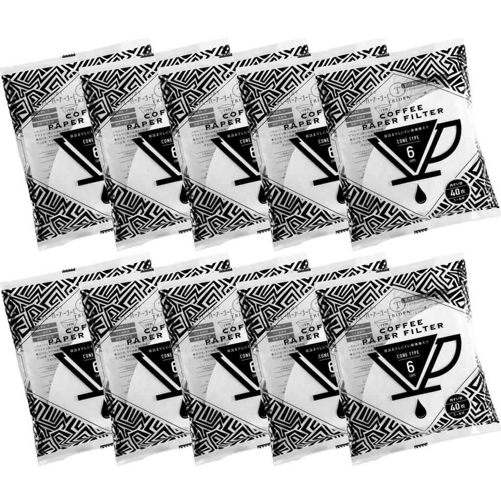 TRIDEA Paper Filters, 1-6 Cups, 40 Filters, White (White, 10 Bags of 40 Filters X 10)