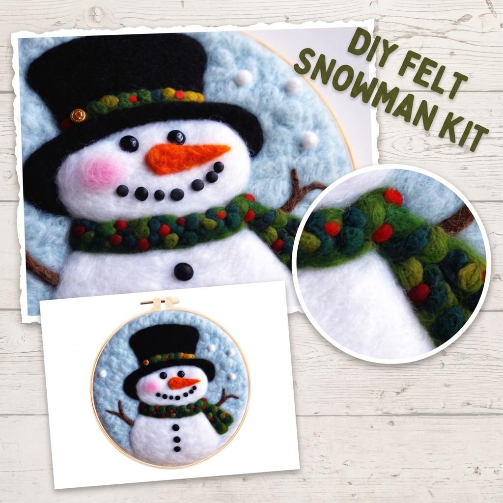 Wool Needle Felting Kit with Embroidery, DIY Painting Set for Beginners, Home Decor