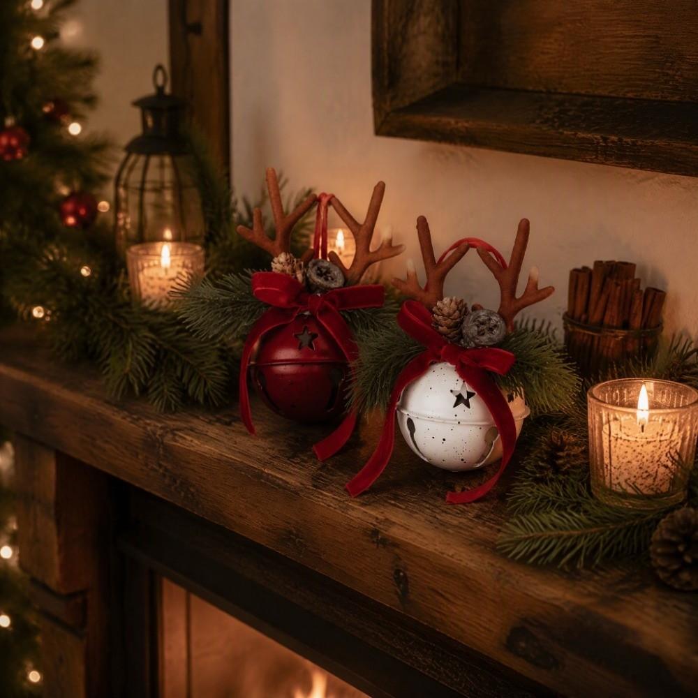 Antlers Christmas Tree Hanging Bells Vintage Rustic Style Holiday Hanging Decor Shop Windows