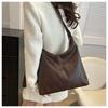 Women's Faux Leather Shoulder Bag, 2026 Trendy Solid Color Work Tote, Korean Style Zipper Closure Bucket Handbag