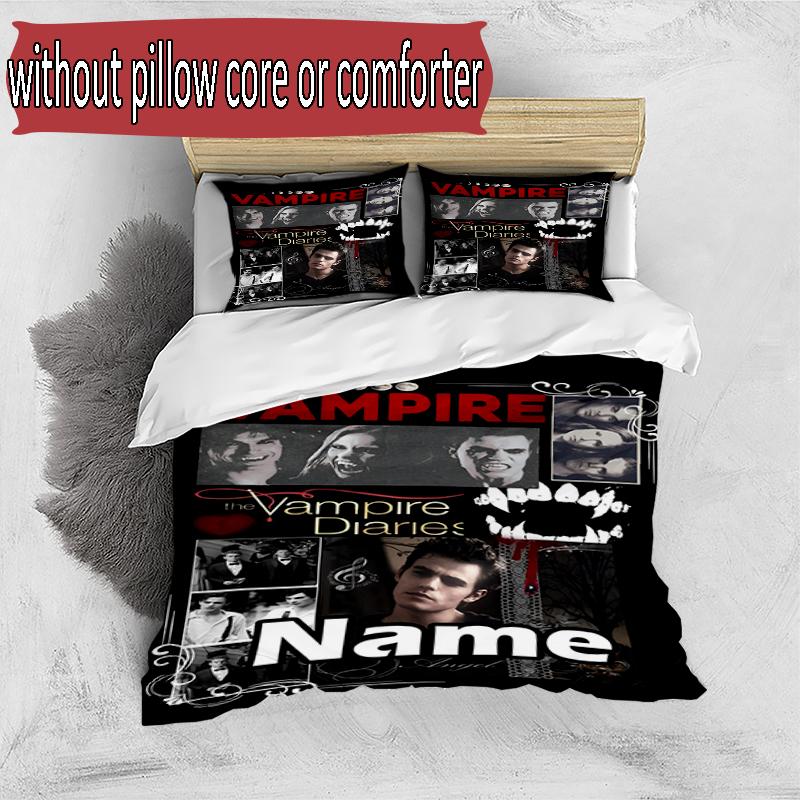 Set copripiumino 3 pezzi (1*Copripiumino + 2*Federe, Senza Nucleo), Set Biancheria da Letto Personalizzato con Nome e Motivo The Vampire Diaries, Regalo Decorazione Camera da Letto