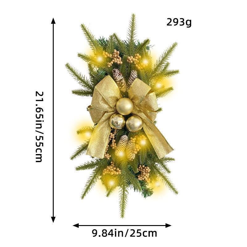 Nová vánoční schodišťová závěsná girlanda, vánoční závěsný věnec na vchodové dveře, ozdoby na vánoční stromek, novoroční dekorační věnec